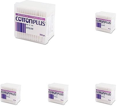 Cotton Plus BASTONCINI COTONATI 200 pz. - LINEA BEAUTY | Igienici e delicati (Confezione da 5)