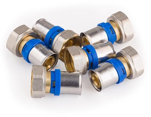 Racor recto hembra Ø20 tuerca libre 3/4' multicapa a prensar (x6) | Conexión resistente y duradera | Ideal para instalaciones de fontanería | Fácil instalación y ajuste seguro | QUICK PLOMBERIE