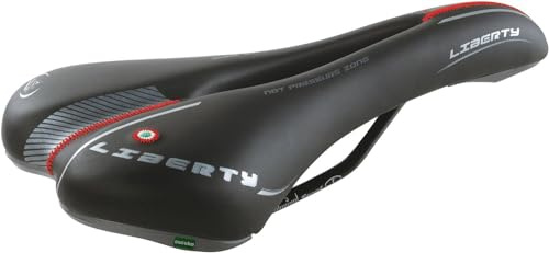 CUCUBA Sella Sellino Montegrappa con Foro Anti-Prostatico per Bici da Corsa Trekking, Cross e MTB in Pelle Sintetica MOD. Liberty Nero