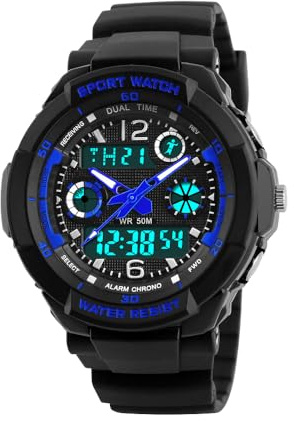 aswan watch Montre Digitale Enfant avec Chronometre, Eclairage, Alarme, Calendrier-Montres Sport pour Garcon avec Bracelet en Silicone