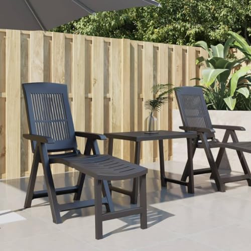 CIADAZ Tumbona de plástico Gris Antracita, Tumbonas Jardin Exterior, Tumbona Playa, Tumbona Reclinable, Tumbona Piscina, Muebles Terraza - 364707