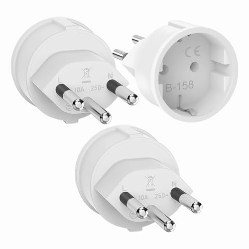 3 Stück Schweiz Reiseadapter, Adapter Steckdose Schweiz Deutschland, EU auf Schweizer Steckdosenadapter, Steckdosenadapter Schweizer,Typ J Schweizer Reisestecker für Malediven, Ruanda, Liechtenstein