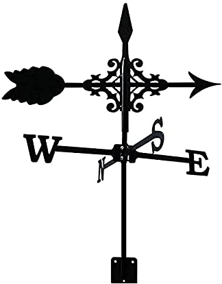 ANCNA-U Windfahne Edelstahl Gartenstecker Wetterfahne Messwerkzeuge Windrichtungsanzeige Wetterhahn für Dachmontage