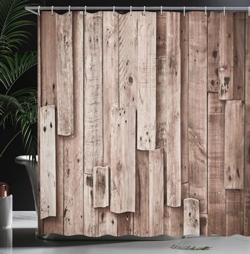 Duschvorhang 120x180 Planche de Bois Vintage Duschvorhänge Ferme Rurale Délabrée Anti Schimmel Waschbar Polyester Textil Shower Curtains für Badezimmer Badewanne mit 8 Haken, Z1550