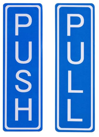 PATIKIL Vertical Push Pull Door Sign, 4x1.25 Waterproof Push Pull Door Entrance Signs for Home Office Restroom Business Meeting Door, Blue