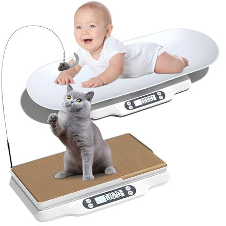 Digitale Haustierwaage,Babywaage mit 2 Abnehmbarem Tablett,3 in1 Babywaage Tierwaage & Personenwaage,LED Digitale Haustierwaage mit Tara-/Hold-Funktion/66lb Kapazität,für Welpe/Kätzchen/Baby/Küche