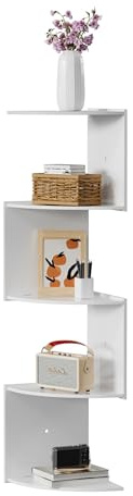 ZLLkeji Estantes de Esquina Montados en la Pared Estantería Esquinera de 5 Niveles Estantes Esquineros Flotantes Ahorro de Espacio con Fácil Instalación - Soporta Libros, Altavoces y Decoració