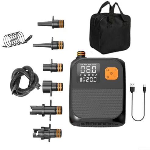 Yhenlovtt Bomba de inflado eléctrica inalámbrica 8000mAh bomba de aire recargable con pantalla LCD digital para kayaks, canoa, paddleboard, barco, balsa
