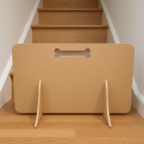 Wooden Stopper Barrier – Freestanding Dog Stopper for Stairs | Dog Barrier Gate | Portable Wooden Pet Stopper | Puppy Gate for Stairs Indoor | No Drilling Requiredd (40cm x 85cm)