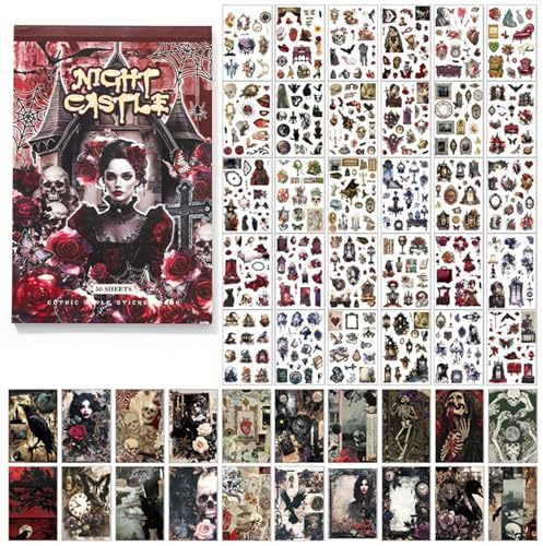 Wasise Gothic Stickers - 50PCS Scrapbooking & Stamping Supplies, Stickers for Scrapbooking, Dark Romance Sticker for Scrapbookings Journaling Crafting, Vintage Scrapbook Sticker for Women Men Friend