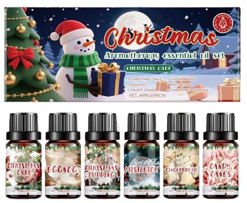 Huiles Essentielles pour Bougies,d'Ambiance Noël pour la Maison - 6 Pièces Portable Femme Homme Salle de Bain Yoga Méditation Voiture