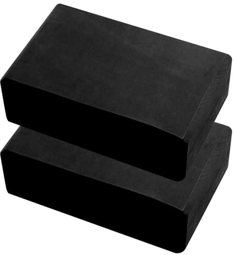 2PCS Yoga Blocks, Sports Yoga Blocks, Non-Slip High-Density Foam Exercise Bricks for Yoga Pilates Training and Home Exercise, Black