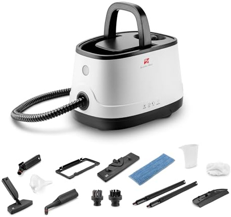 Di4 Pulitore a Vapore Brumo Max 2000W, 4 Bar di Pressione, Serbatoio da 1,5L di Capacità, Pronto in 6 Minuti, 13 Accessori per Pulizia e Disinfezione senza Prodotti Chimici, Pulizia Profonda
