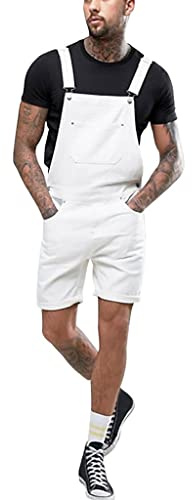 RUMAOZIA Salopette en jean pour homme - Short d'été - Combinaison en jean - Salopette cargo baggy - Pantalon de travail court - Coupe ample - Vintage - Avec poches