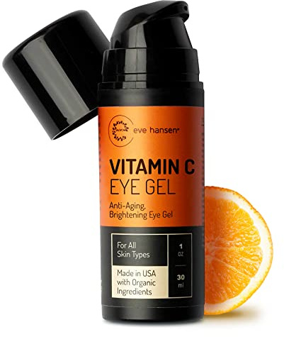Eve Hansen Vitamin C Eye Gel Under Eye Cream for Dark Circles and Puffiness - Anti-Aging Repair Cream with Hyaluronic Acid - Rejuvenating Treatment for All Skin Types - Brightening - 1 oz