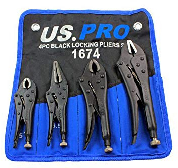 US PRO 4pc Black Locking Pliers Set 5 6.5 7 & 10 - Mole Vice Clamp Grips 1674