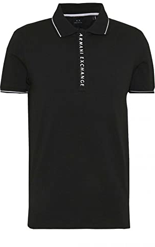 Armani Exchange Hidden Buttons, Stretch Cotton, Polo, Uomo, Nero, S