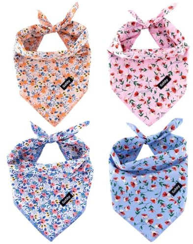 Gofshy Hund bandana-4 st valp bandanas blommig tryck hund scarf hundkläder hundtillbehör för små till stora hundar katter husdjur (Floral-multicolor1)