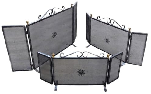 FONDERIA BONGIOVANNI Parascintille per Camino Caminetto Fuoco con 3 Ante Pieghevoli (Grande)