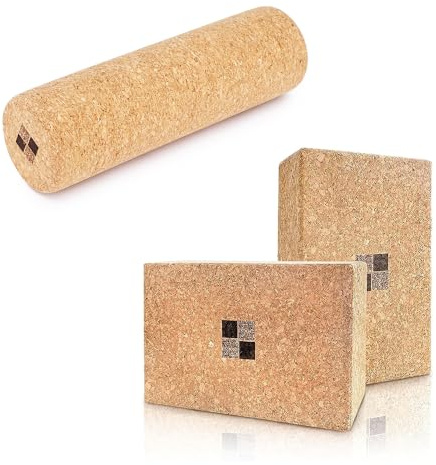 MENKAI - Kit de Rodillo de Masaje Muscular 2 en 1, 2PCS Bloque Yoga Y Rodillo de Fascia 12“ x 3.9” (10x30cm)