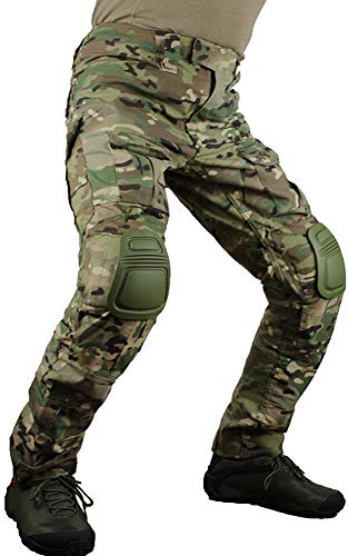 zuoxiangru Herren Multicam Taktische Hose Multi-Pockets Militär Camo Outdoor Airsoft Combat Jagdhose mit Knieschützern (Cp, Tag 32)