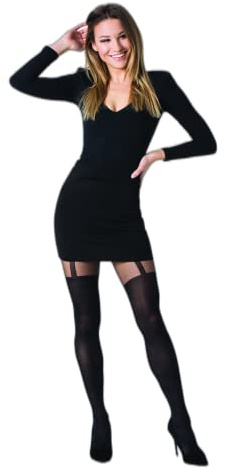 SENTELEGRI Tights- Mock suspender stockings imitation Lisa, 20/40 denier (as8, alpha, x_l, plus, regular, Black, XLarge)