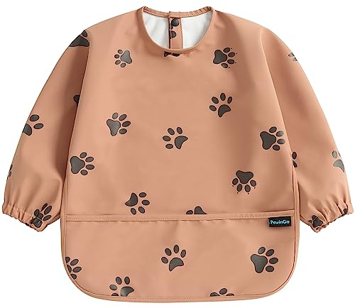 PewinGo Bavette de Sevrage Avec Manches Longues & BLW, Matière Douce et Agréable à la Peau, Imperméable, Facile à Nettoyer et Lavable en Machine, Pour Bébés, Infants en Bas âge et Jeunes