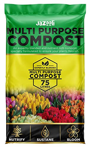 Jazooli 75L Multipurpose Compost Soil Bag - All Purpose Nutrient Rich Compost Mix for Potting, Seeds, Seedling, Outdoor Plant & Indoor Houseplant, Garden Growing - Eco-Friendly