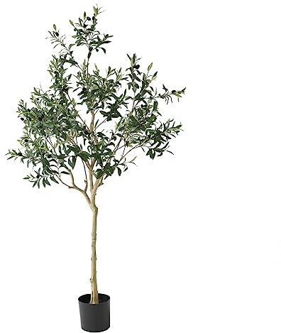 Apeair Künstlicher Olivenbaum, hoch, 1,8 m, künstliche Seidenblätter, grüne Blätter, Olivenbaum mit Pflanzgefäß, große künstliche Pflanzen, Haus, Grün, Dekoration für den Innenbereich, Zuhause, Büro,