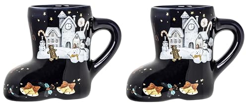 Lentz Lot de 2 tasses à vin chaud, verres à vin chaud, gobelets à punch pour enfants, tasses de Noël/bottes, en céramique, capacité : env. 0,25 l.