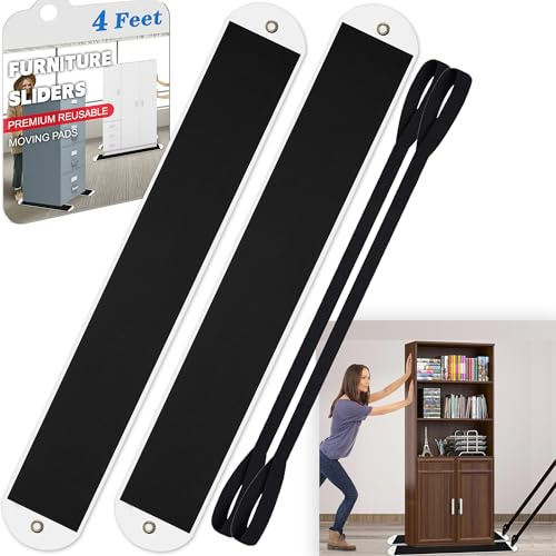 2 Pcs Large Appliance Slider with Pull Strap,Pull Furniture Slides,Moving Furniture Gliders Heavy Duty Sliding Sheet for Moving Heavy Furniture,Cabinets,Safes on Carpet and Hardwood Floor