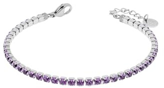 Generic Liujo LJ2423 - Pulsera de tenis de mujer de acero 316L, plata con circonitas lilas, L, Acero inoxidable