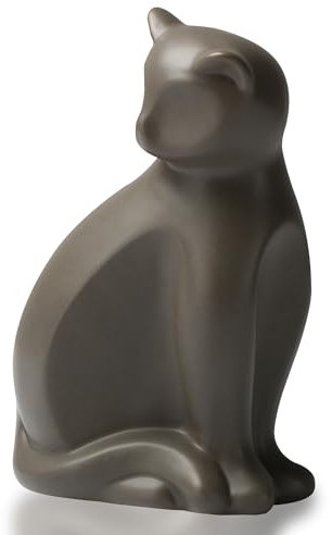 DiDiBirDi Urna de cerámica para gatos,Caja de cremación para mascotas,Urna decorativa de gato para cenizas,Urnas de gato marrón para cenizas Adecuado para gatos pequeños y medianos (marrón)