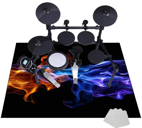 Tappeto Batteria Insonorizzato Tappetini Strumenti Musicali Drum Carpet per Rullante Grancassa Tamburo Jazz Batteria Tappetino per Batteria Elettronica Tappeti Antiscivolo Domestico 160 x 100 cm