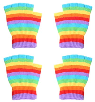 YSDYY 2 Pairs Of Colorful Gloves, Fingerless Gloves, Winter Gloves, Warm Knitted Gloves, Creative Design Gloves, Soft Elastic Gloves