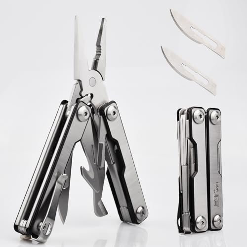 SQT Mini Multitool 11-in-1 Compact EDC Multitool with Pliers, Glass Breaker, Hook Knife & Surgical Blade, Perfect for Outdoor, Survival, DIY, Emergency, Home Repairs, Gift for Men