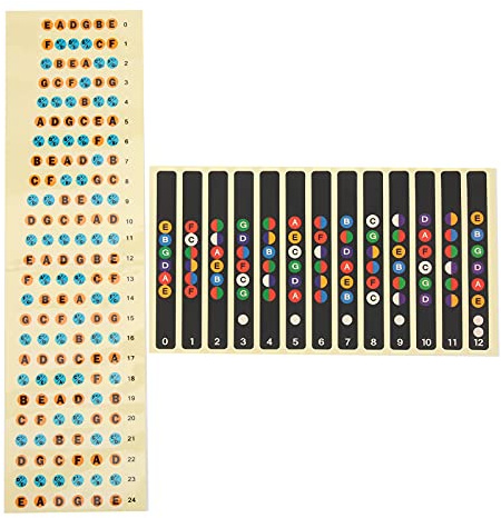 2st Colorful Guitar Notification -Sticker -Fingerboard Scale Identification Etikett för Nybörjare (Färg 12 produkter + färg 24 produkter)