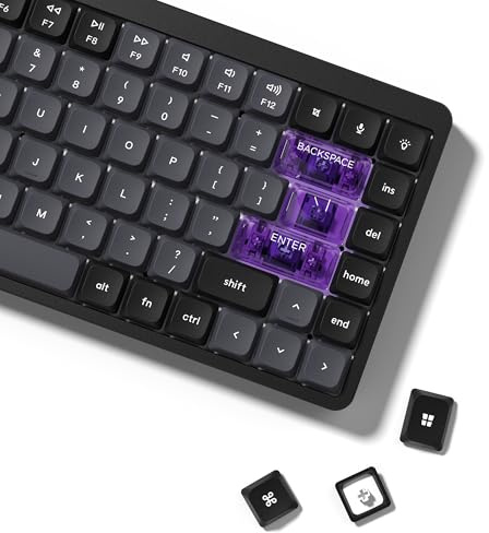 LQXQ Low Profile Keycaps, Double Shot PBT-tangentkåpor 60 75 100 procent, PC transparenta tangentbordsskydd mörkgrå/lila för de flesta MX-switchar mekaniska tangentbord (endast tangentkåpor)
