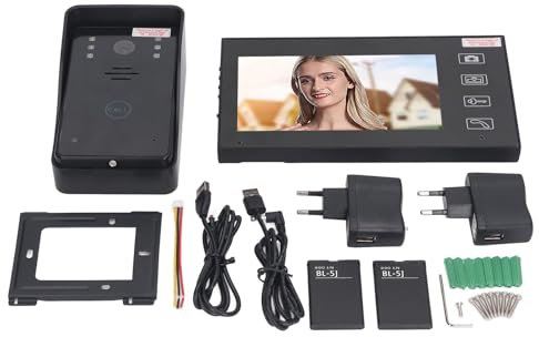 Video de Brilluxa, cámara de puerta inalámbrica con transmisión de largo alcance y de intercomunicador de video HD, timbre de video inteligente para el hogar AC alimentado
