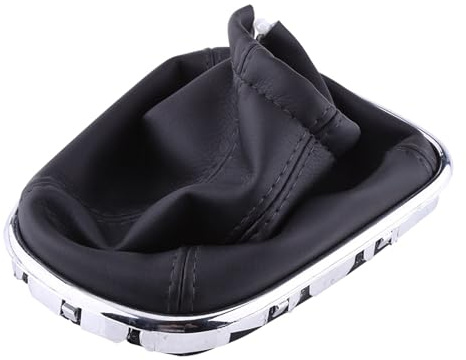 Matybobe PU Leather Gear Shift Knob Cover Gaiter Chrome Frame Stylish Look Black Soft Comfortable Design Replacement for 2008-2012 Models