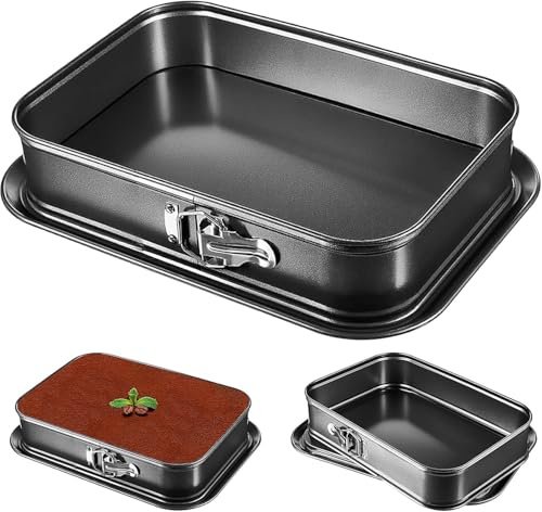 Malloom 2 Pcs Cake Pans Non-Stick Springform, Cheesecake Pan with Removable Bottom, Rectangle Springform Pan, Leakproof Cakes Baking Pans, Cake Bakeware for Kitchen Tiramisu Cakes (39.5 x 28 cm)