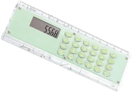 Regla de doble escala de 15 cm con calculadora de 8 dígitos, ligera, para estudio, oficina, herramienta de matemáticas, regla con calculadora digital