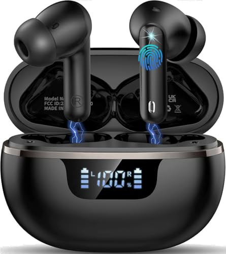 Auriculares Inalambricos Bluetooth, 2026 Cascos Inalambricos Bluetooth 5.4 HiFi Estéreo, 45 Horas Auriculares inalámbricos con ENC Cancelacion Ruido, Pantalla LED/Carga Rápida Tipo-C/IP7 Impermeable
