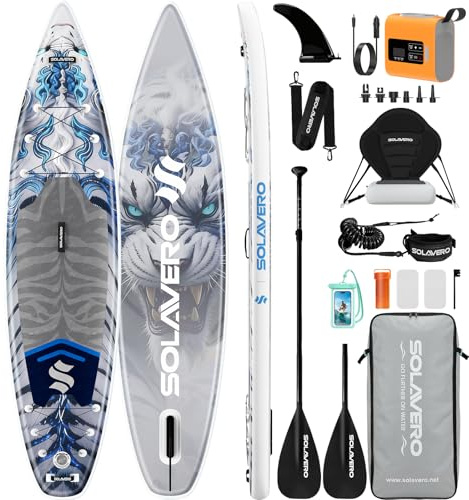SOLAVERO 12' 5 Inflatable Stand Up Paddle Board with Seat for Adults&Youth