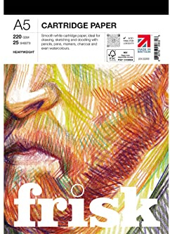 Frisk Cartridge Drawing Sketching Paper Pad A5 200gsm, White
