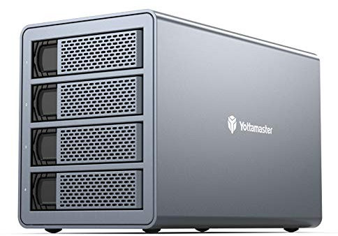 Yottamaster 4 Bay Hard Drive Enclosure, Aluminum USB3.0 3.5 HDD Enclosure for 3.5& 2.5 SATA HDD/SSD up to 4x18TB, Direct Attached Storage DAS, Non-RAID [FS4U3]