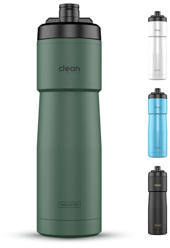 Clean Bottle Bouteille d'eau isotherme pour vélo | Buse facile à nettoyer, facile à presser | Bouteille d'eau pour cyclisme, montagne, fitness, salle de sport (vert)