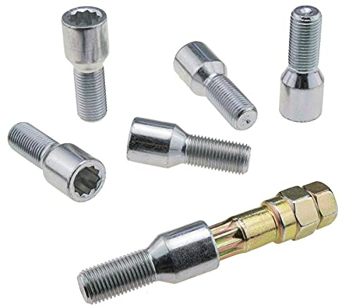 C CARBONADO Lot de 10 Boulons de Sécurité Torx M14x1,5 40mm avec Adaptateur pour Jantes Aluminium et Serrage des Écrous à Étoile