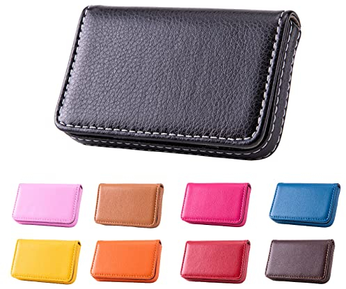 Waylipun Visitenkartenetui, PU-Leder Premium Visitenkartenhalter, mit Magnetverschluss, zur Schonenden ​Aufbewahrung Ihrer Karte, Visitenkarten Etui für Damen und Herren (Schwarz)