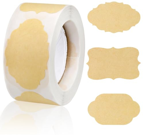 RumyveDIY Blank Sticker Labels Hand-Decorated,250pcs of Self-Adhesive Gift Stickers Natural Kraft Paper Labels for Food Storage, Folders,Bottles, Gift Wrapping, Brown